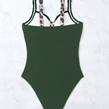 Swim Lushore Traje de bano de una pieza con estampado de leopardo para mujer, adecuado para verano, playa, piscina
