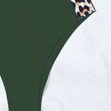 Swim Lushore Traje de bano de una pieza con estampado de leopardo para mujer, adecuado para verano, playa, piscina