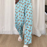 DAZY Pantalones De Pijama Comodos Informales Con Patron De Gato Lindo