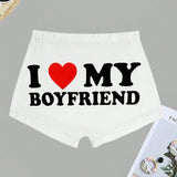 Shorts graficos de lema con ajuste ajustado 'Amo a mi novio'