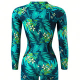 Swim SPRTY Traje De Bano De Una Pieza De Mangas Largas Y Moda Para Mujer Con Estampado