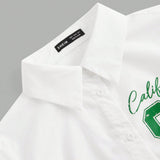 EZwear Camisa Blanca Tejida Con Estampado De Letras Y Numeros