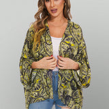 Cover-up Tipo kimono Con Estampado De Cachemira Y Anacardo Para Mujer