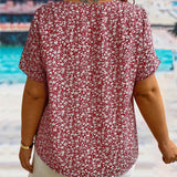 Blusa Casual De a Grande Con Cuello Redondo Y Estampado Floral