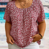 Blusa Casual De a Grande Con Cuello Redondo Y Estampado Floral