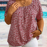 Blusa Casual De a Grande Con Cuello Redondo Y Estampado Floral