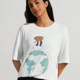 Earth Day Fanverse Picks Playera Con Dibujo Animado Y Hombros Caidos