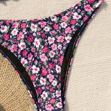 VCAY Traje De Bano De Dos Piezas Con Estampado Floral Y Sujetador Halter Para Mujeres Con Conjunto De Bikini Con Lazo En La Espalda