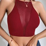 Nuevo top de cultivo Bralette sexy de malla para mujer 2024 con correas delgadas, transpirable y suave con cintura expuesta es sexy y encantador