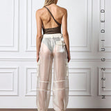 MISSGUIDED Pantalones Cargo Con Detalles Brillantes Y Bolsillos Transparentes