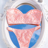Swim Conjunto de bikini bandeau para mujeres para la playa de verano con bordado y recorte