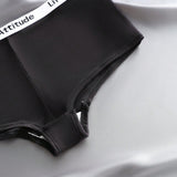 Pantalones De Triangulo Simple Para Mujer Con Detalles De Letras Y Cintura Tejida