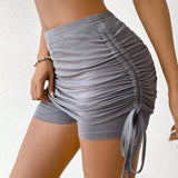 LUNE Shorts Plisados de Color Solido Para Mujeres