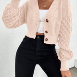 Essnce Cardigan corto para mujer con diseno de unicolor texturado y hombros caidos