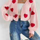 Qutie Cardigan divertido y casual para mujer con detalle de corazon, adecuado para primavera y otono