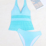 Swim Lushore Conjunto de tankini de verano para playa con top de halter y fondo de natacion con huecos