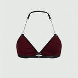 ROMWE Grunge Punk Brasier Bralette De Estilo Gotico Punk Rock Con Cadena Y Tela De Arana Con Copa Triangular