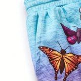 Unity Pantalones Cortos Casuales Para Mujer Con Dibujo De Mariposa Degradado Y Cintura Con Cordon
