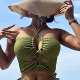 Swim Vcay Top De Bikini De Moda Para Mujeres Con Correas Cruzadas Para El Verano