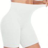 3 piezas de Pantalones cortos deportivos de cintura alta sin costuras y control de abdomen para mujeres, tipo boxer para yoga en varios colores