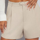 Haute Shorts Solidos Con Pliegues Y Cinturon