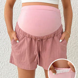 Pantalones Cortos Casuales Para Maternidad, Con Cintura Ajustable Y Bolsillos