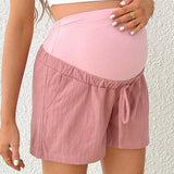 Pantalones Cortos Casuales Para Maternidad, Con Cintura Ajustable Y Bolsillos