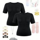 Yoga Basic Conjunto de camiseta deportiva sin costuras de talla grande y conjunto de top sin mangas
