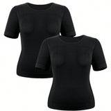 Yoga Basic Conjunto de camiseta deportiva sin costuras de talla grande y conjunto de top sin mangas