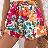 LUNE Pantalones Cortos De Cintura De Papel Estampados De Flores De Primavera-verano Para Mujer Para Vacaciones