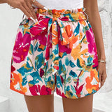 LUNE Pantalones Cortos De Cintura De Papel Estampados De Flores De Primavera-verano Para Mujer Para Vacaciones