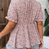 Frenchy Camisa De Manga Corta De a Grande Con Estampado Floral Y Lazo En El Frente Con Mangas Acampanadas Ideales Para Vacaciones De a