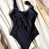 Swim Mono De Una Pieza De Moda Para Mujeres En Color Solido Con Estilo De Resort, Para Verano