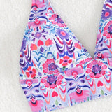 Swim Conjunto De Bikini Con Cuello Halter Y Estampado Floral Para Mujeres Con La Parte Inferior Separada