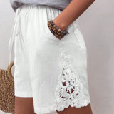 JORESS Shorts elegantes para mujeres con cordon y diseno de calado