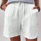 JORESS Shorts elegantes para mujeres con cordon y diseno de calado