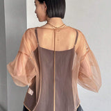 FRIFUL Blusa De Malla Transparente De Mujer Para Primavera/verano