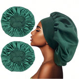 1 pieza Gorro satinado elastico con ala ancha para mujer, gorro de dormir de a para uso diario casual, coo y transpirable para el cuidado del cabello (para uso en seco/humedo). Gorro de seda satinada