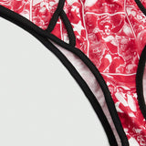 Harley Quinn | ROMWE Conjunto De Lenceria De Bralette De Tirantes Spaghetti Estampado Harlequin Y Panty De Triangulo De Bloques De Color Para Mujeres