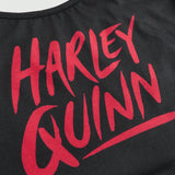 Harley Quinn | ROMWE Conjunto De Lenceria De Bralette De Tirantes Spaghetti Estampado Harlequin Y Panty De Triangulo De Bloques De Color Para Mujeres