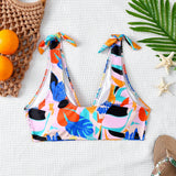 Swim Vcay Top de bikini con estampado floral con cuello halter para mujer de talla grande para vacaciones en la playa en verano