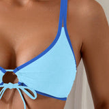 Swim Top De Bikini Cruzado En Color Para Mujer