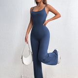 EZwear Women's Summer Solid Color Casual Spaghetti Strap Jumpsuit