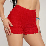 EZwear Shorts De Punto Con Textura De Talle Bajo Y Ajustados Al Cuerpo