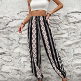 Frenchy Pantalones largos casuales de estilo bohemio para mujer con estampado geometrico