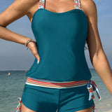 Swim Lushore Traje De Bano De Dos Piezas Con Tirantes Finos Y Rayas Para Mujer, Ideal Para Vacaciones En La Playa