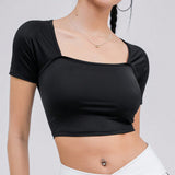 DAZY Camiseta Cortada Cuadrada De Cuello Estrecho Para Mujer, Fresca Y Protectora Contra Rayos Uv Para El Verano.