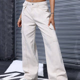 EZwear Jeans Para Mujer De Diseno Simple Y Color Solido