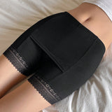DAZY Pantalones cortos de seguridad antivacio de doble capa para mujeres con area triangular y borde de encaje