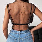 Prive Top Cultivo De Malla Suelta Y Transparente Para Mujeres En Verano